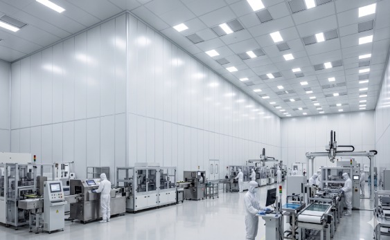 Large scale cleanroom facility with rock wool panels