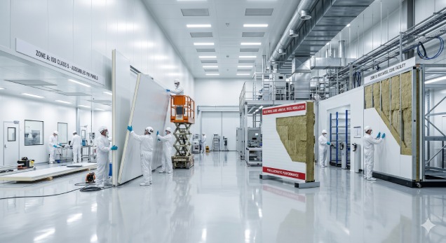 PIR vs Rockwool sandwich panels technical comparison for GMP compliant cleanroom wall systems