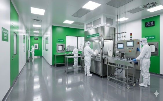 A sophisticated clean room albound wall installation featuring hpl sandwich panels and flush corner integration for ISO 5 laboratories