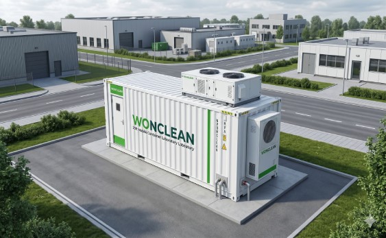 WONCLEAN mobile container lab in Germany featuring 20ft GP structure and internal rockwool cleanroom panel lining for BSL-2 animal research